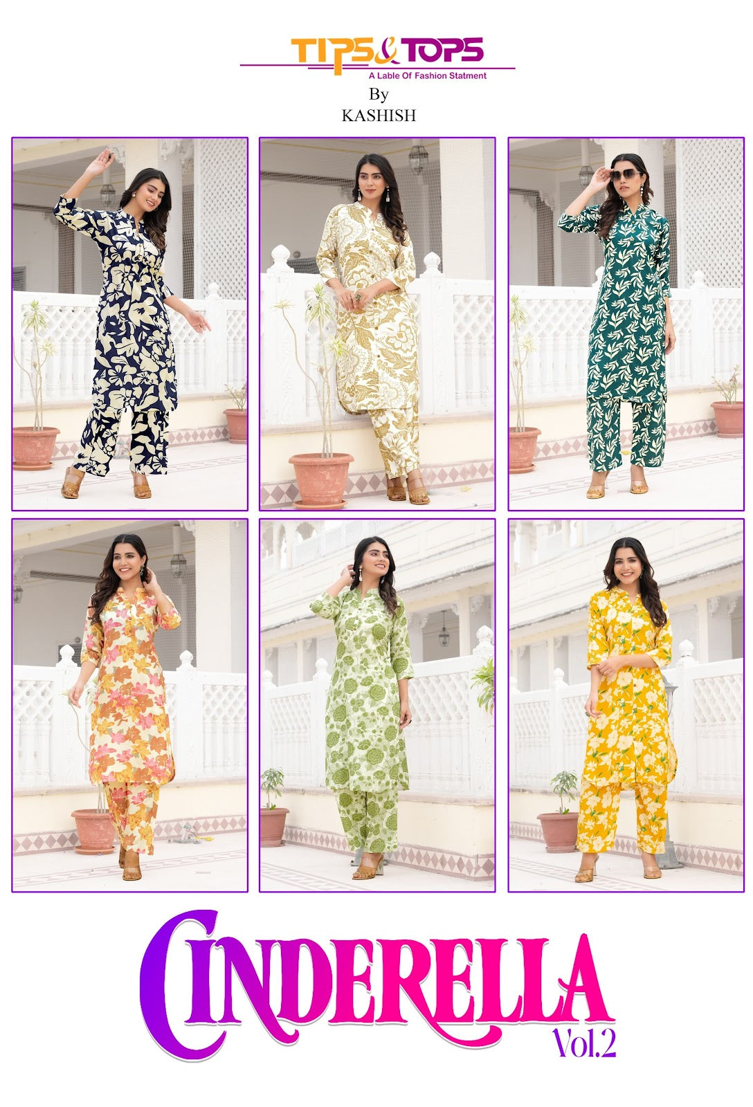 Cinderella Vol 2 Tips Tops Heavy Reyon Co Ord Set Supplier Ahmedabad