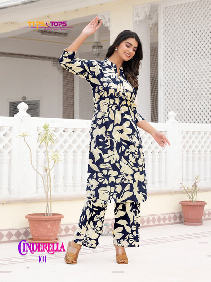 Cinderella Vol 2 Tips Tops Heavy Reyon Co Ord Set Supplier Ahmedabad