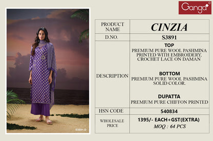 Cinzia 3891 Ganga Pashmina Suits Supplier