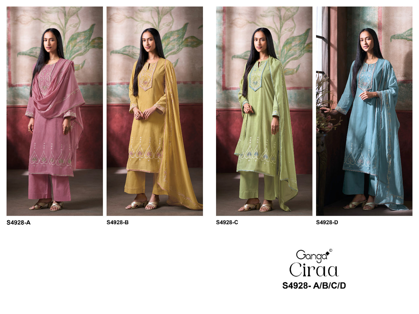 Ciraa S4928 Ganga Bemberg Pant Style Suits Wholesale Price
