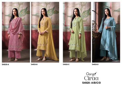 Ciraa S4928 Ganga Bemberg Pant Style Suits Wholesale Price