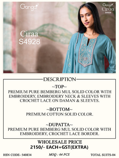 Ciraa S4928 Ganga Bemberg Pant Style Suits Wholesale Price