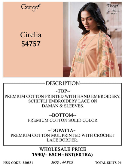 Cirelia S4757 Ganga Cotton Plazzo Style Suits Supplier Ahmedabad