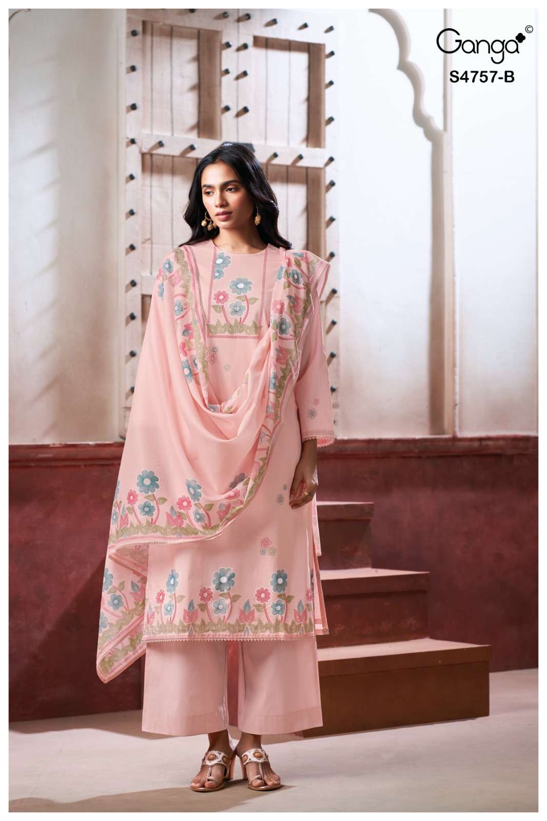 Cirelia S4757 Ganga Cotton Plazzo Style Suits Supplier Ahmedabad