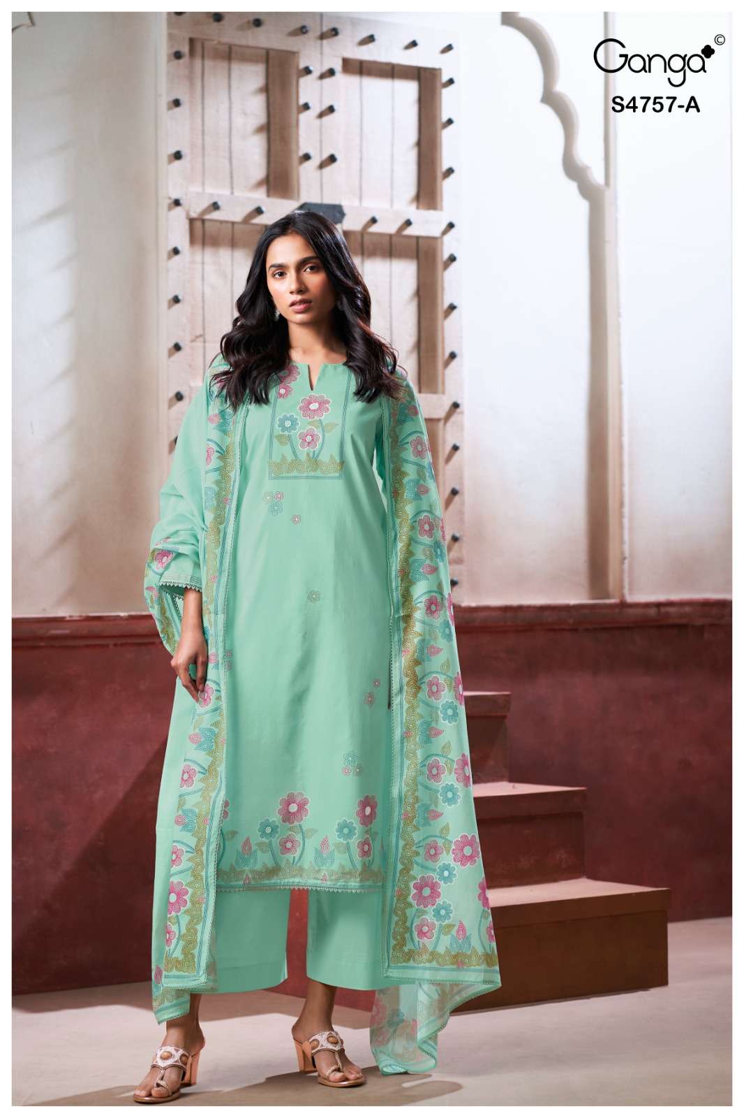 Cirelia S4757 Ganga Cotton Plazzo Style Suits Supplier Ahmedabad