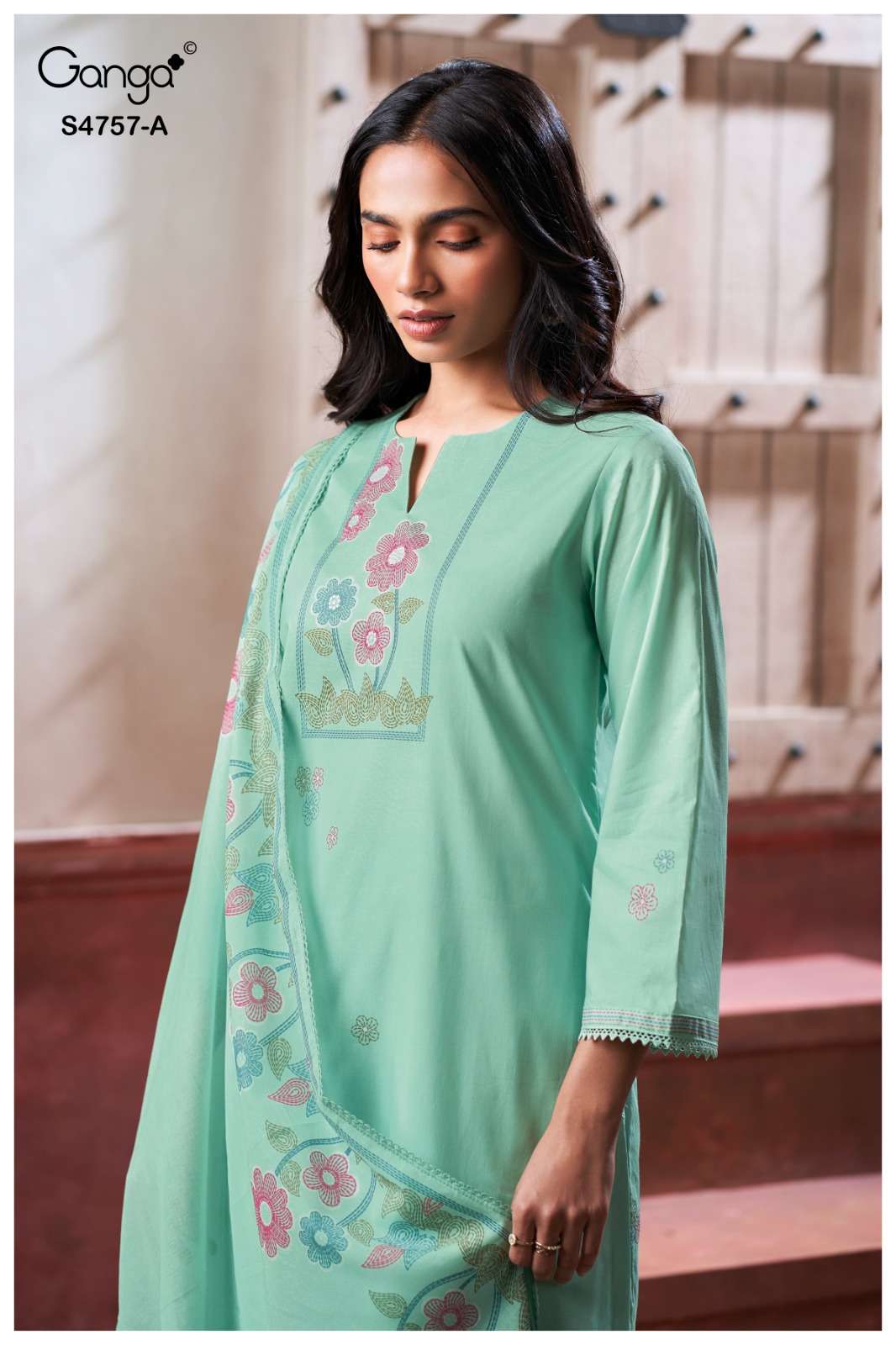 Cirelia S4757 Ganga Cotton Plazzo Style Suits Supplier Ahmedabad