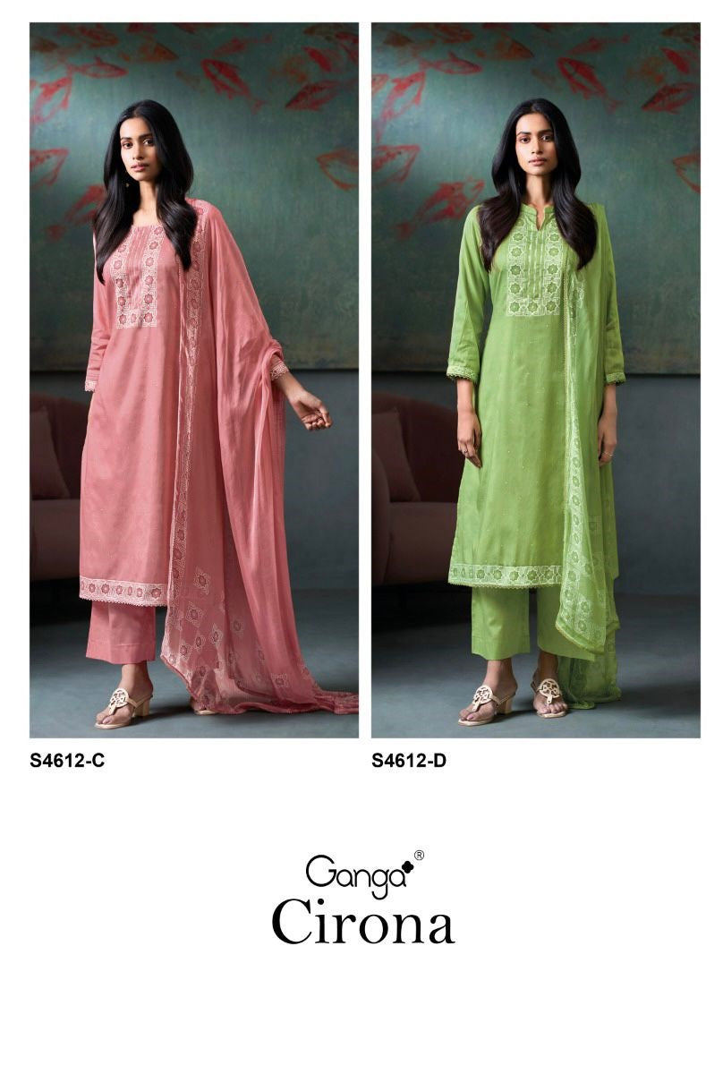 Cirona 4612 Ganga Cotton Satin Pant Style Suits Manufacturer India