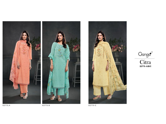Citra S2775 Ganga Voil Plazzo Style Suits Wholesale Rate