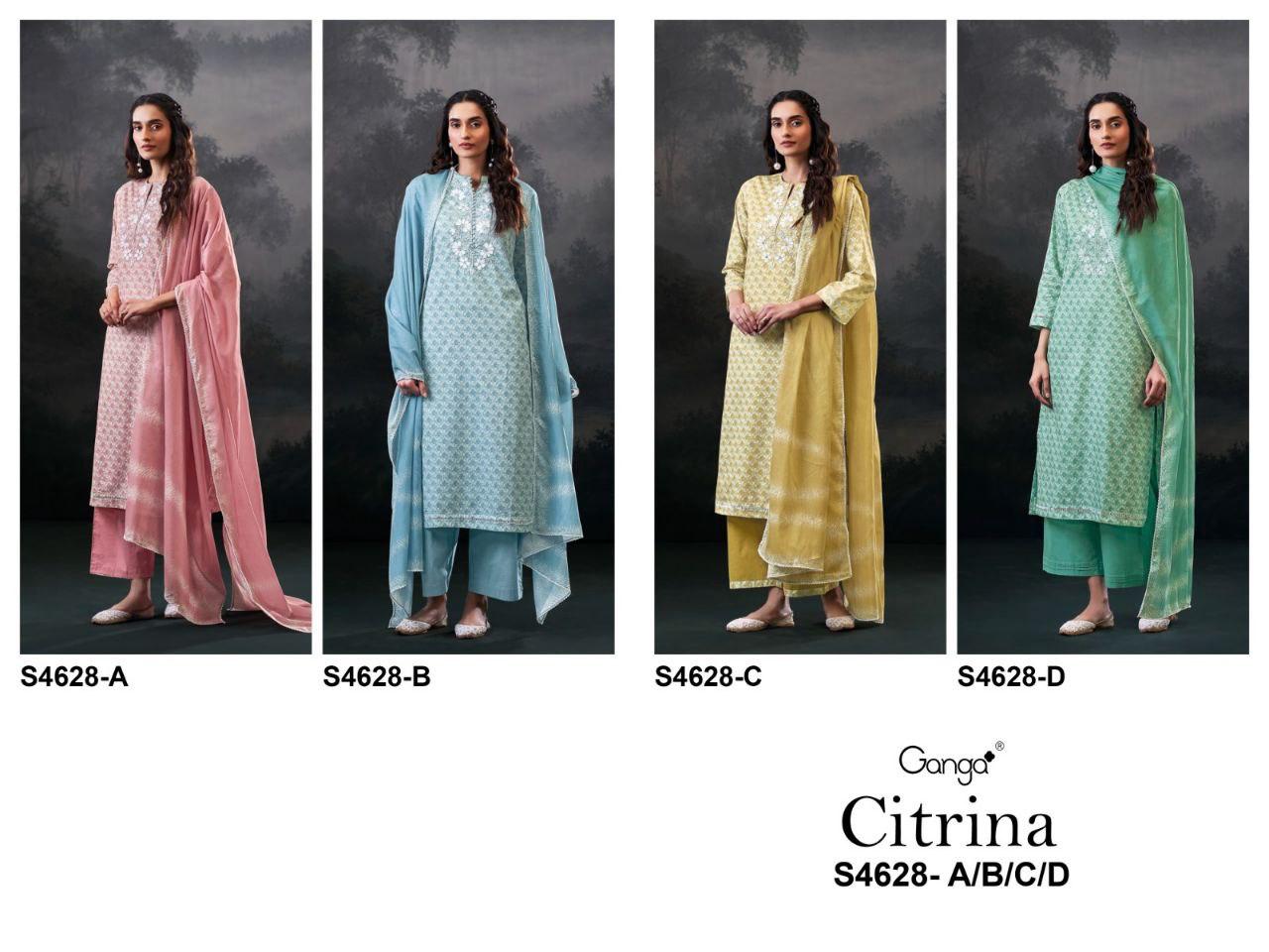 Citrina 4628 Ganga Cotton Plazzo Style Suits Exporter India