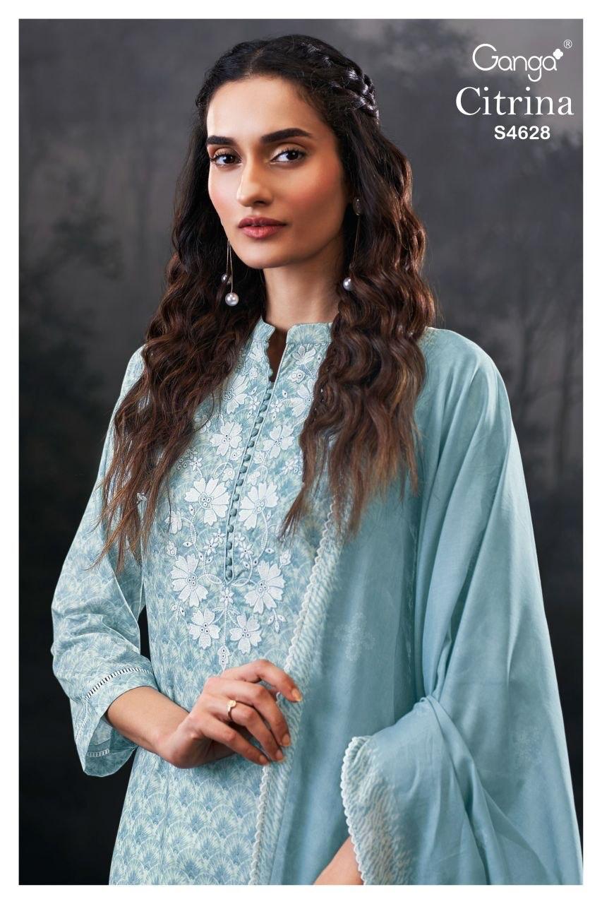 Citrina 4628 Ganga Cotton Plazzo Style Suits Exporter India