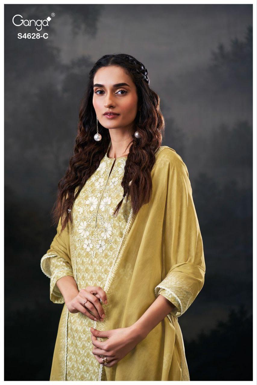 Citrina 4628 Ganga Cotton Plazzo Style Suits Exporter India