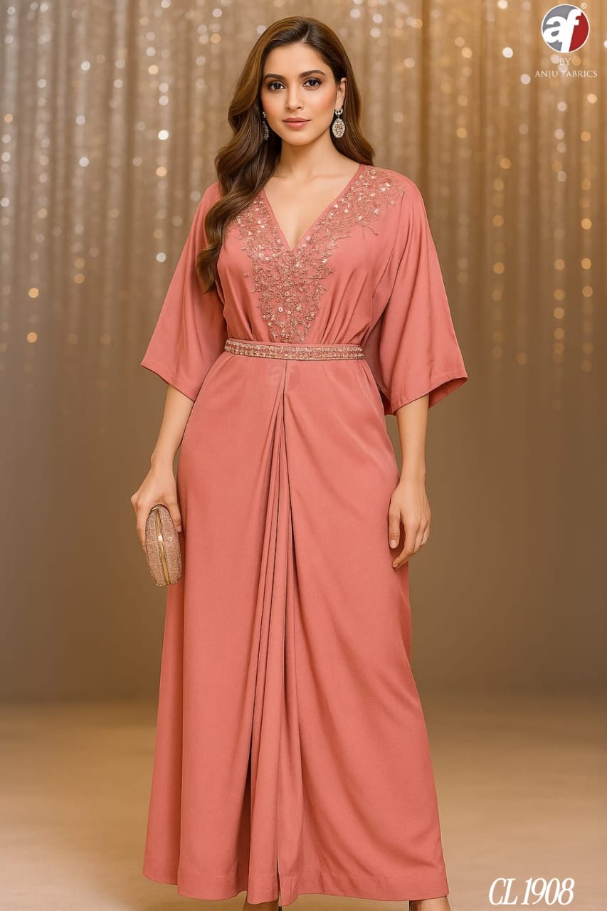 Cl 1908 Af Natural Crepe One Piece Gown Supplier