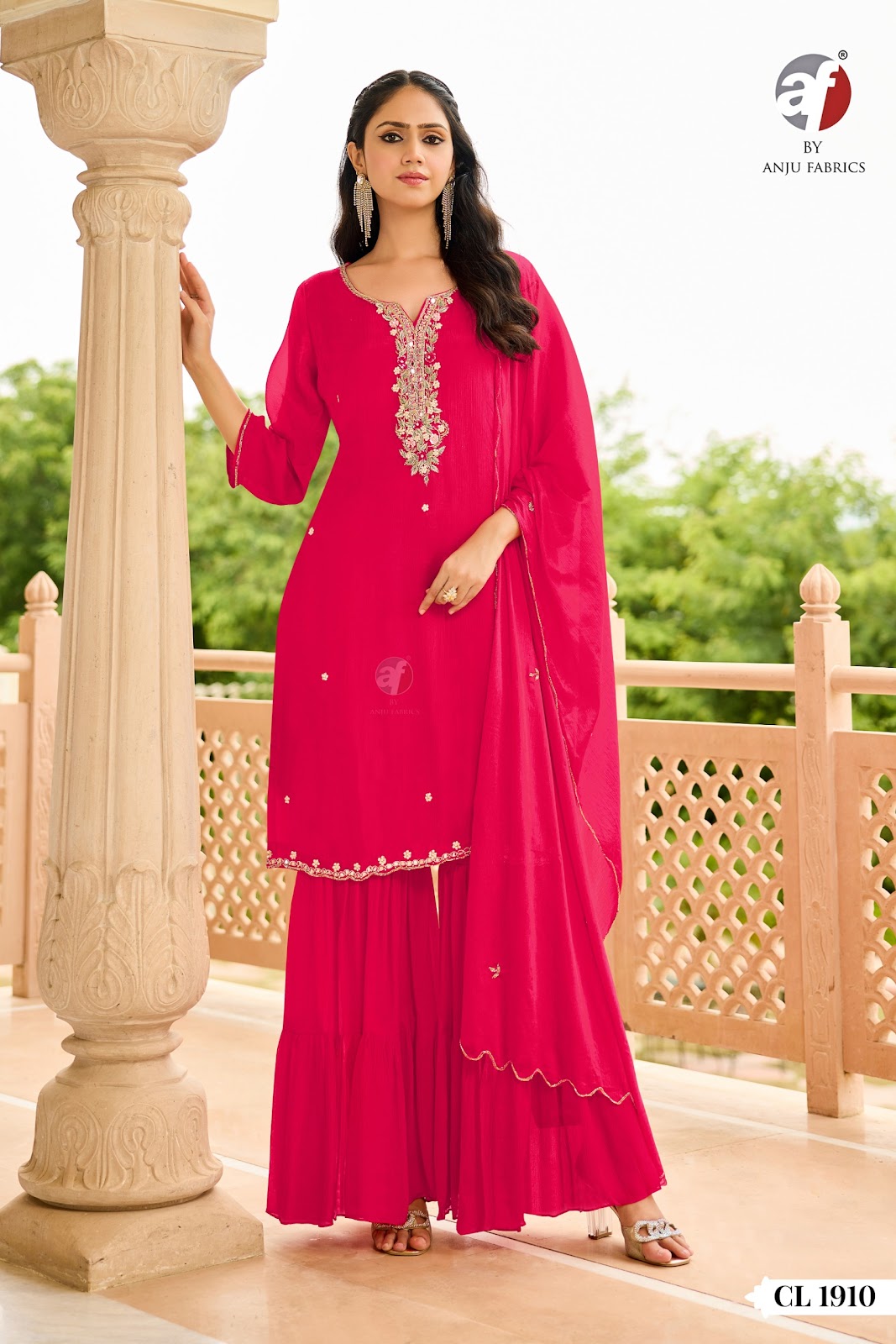 Cl 1910-1911 Af Chinon Chiffon Readymade Sharara Suits Wholesale Rate