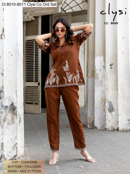 Cl 8010-8011 Clysi Chanderi Co Ord Set Supplier Gujarat