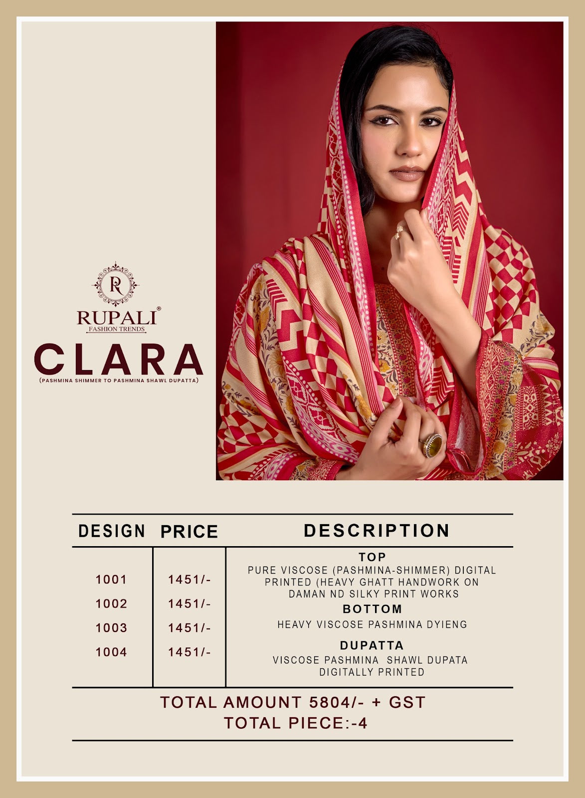 Clara Rupali Pashmina Suits Supplier Gujarat