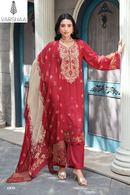Clara Varshaa Viscose Muslin Pant Style Suits Supplier India