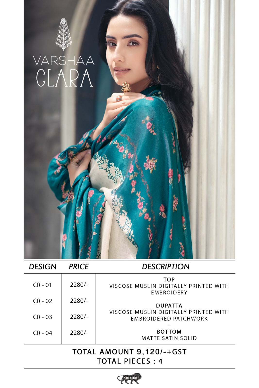 Clara Varshaa Viscose Muslin Pant Style Suits Supplier India