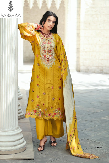 Clara Varshaa Viscose Muslin Pant Style Suits Supplier India