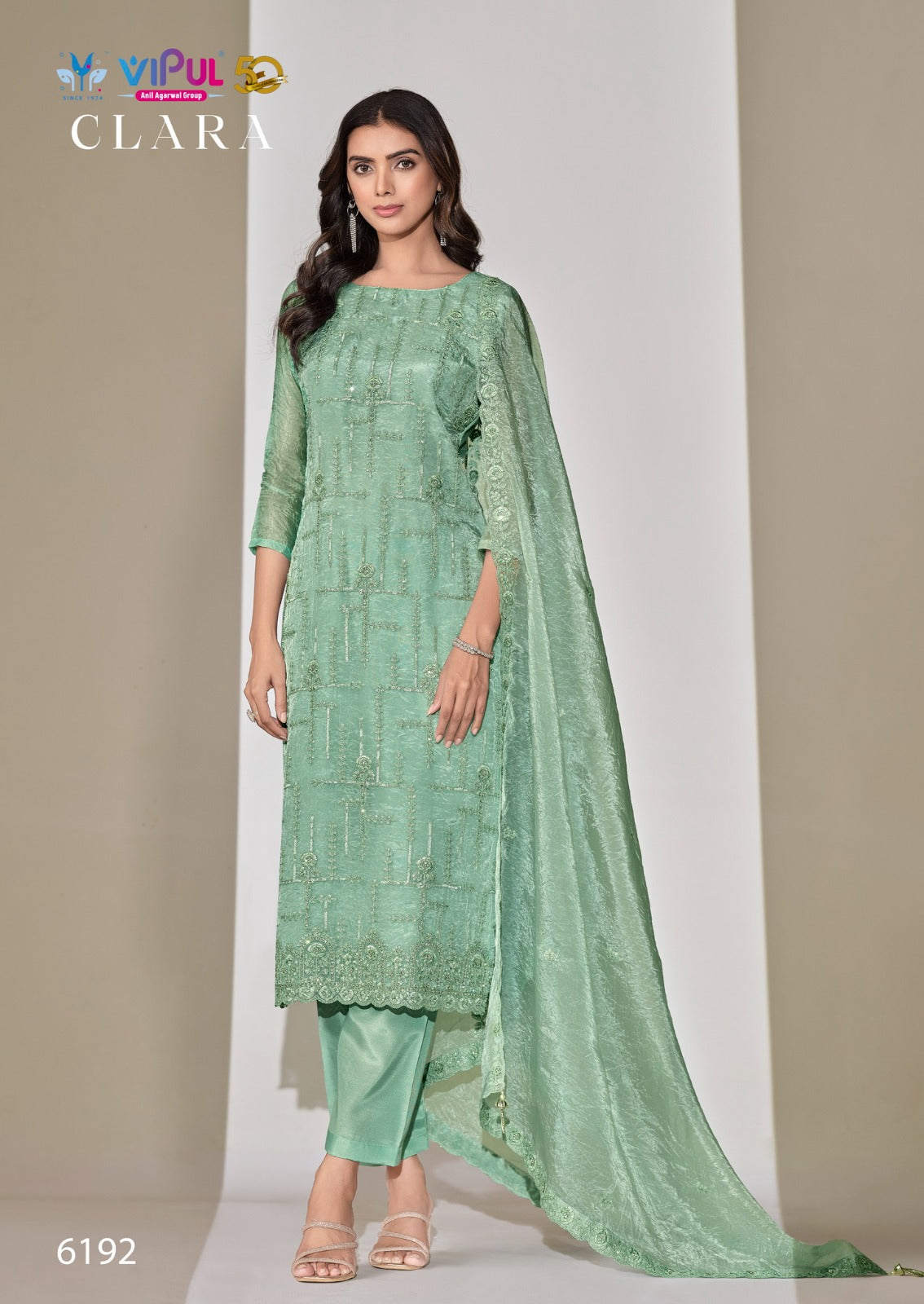 Clara Vipul Satin Pant Style Suits Exporter India