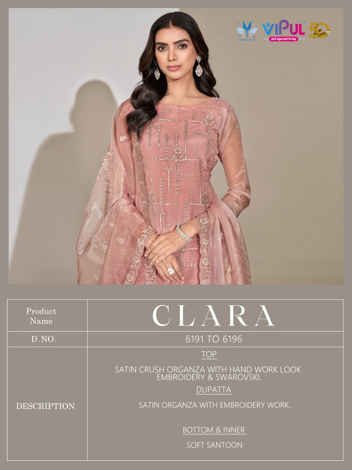 Clara Vipul Satin Pant Style Suits Exporter India