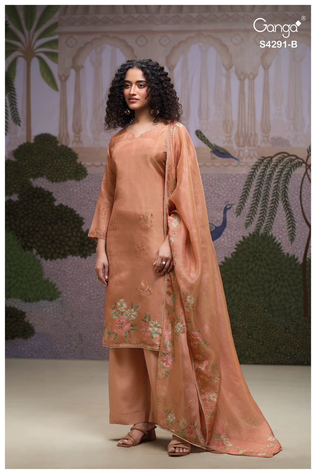 Clarae S4291 Ganga Bemberg Silk Plazzo Style Suits Wholesaler