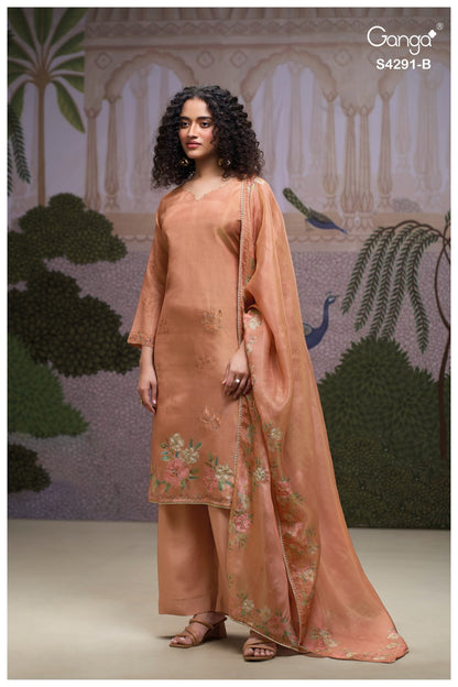 Clarae S4291 Ganga Bemberg Silk Plazzo Style Suits Wholesaler