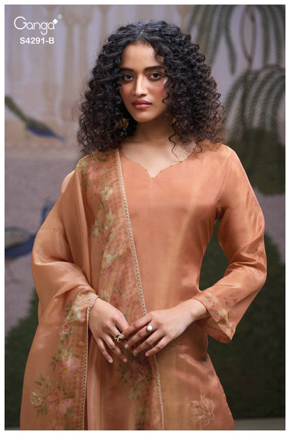 Clarae S4291 Ganga Bemberg Silk Plazzo Style Suits Wholesaler