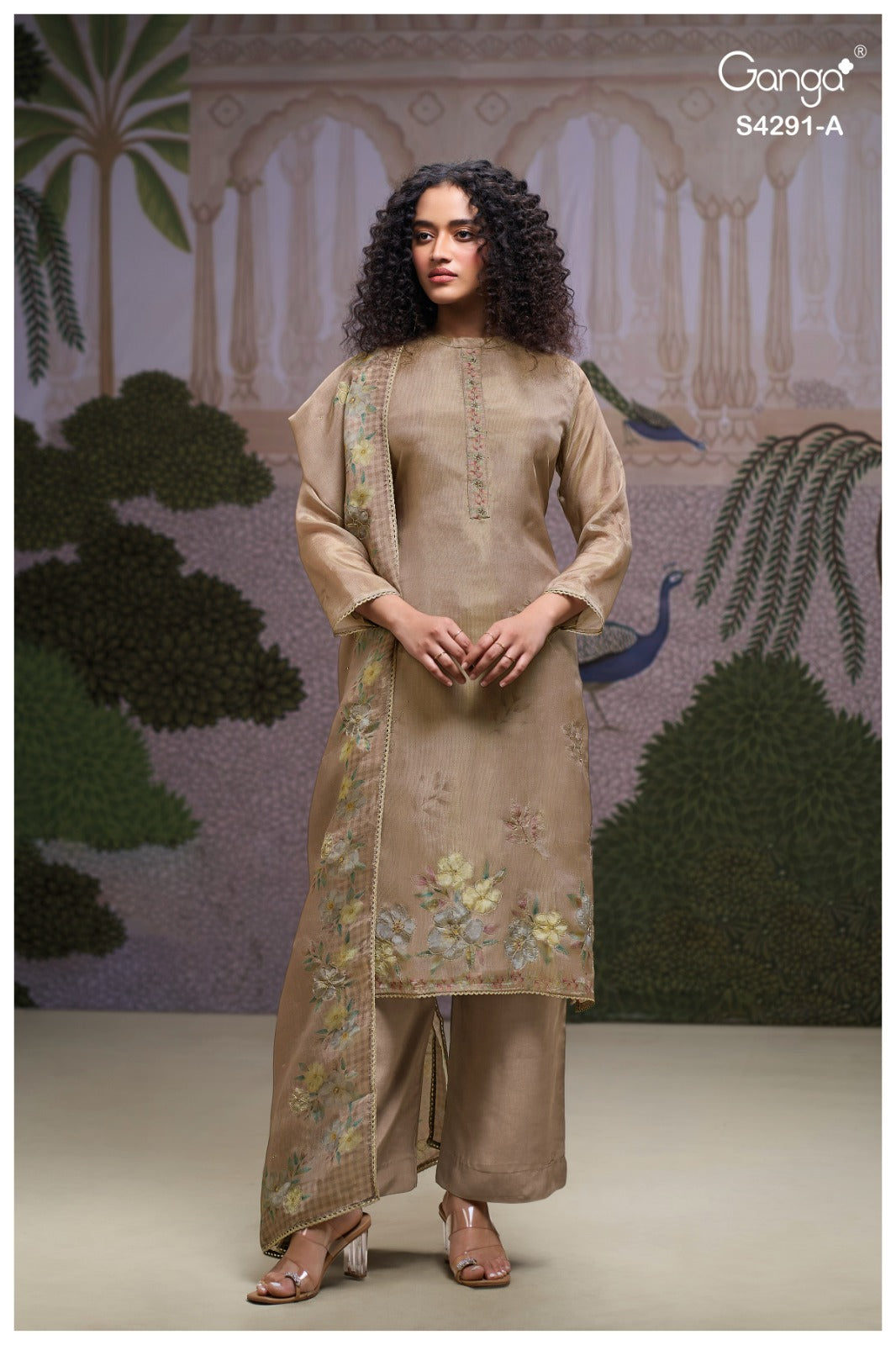 Clarae S4291 Ganga Bemberg Silk Plazzo Style Suits Wholesaler