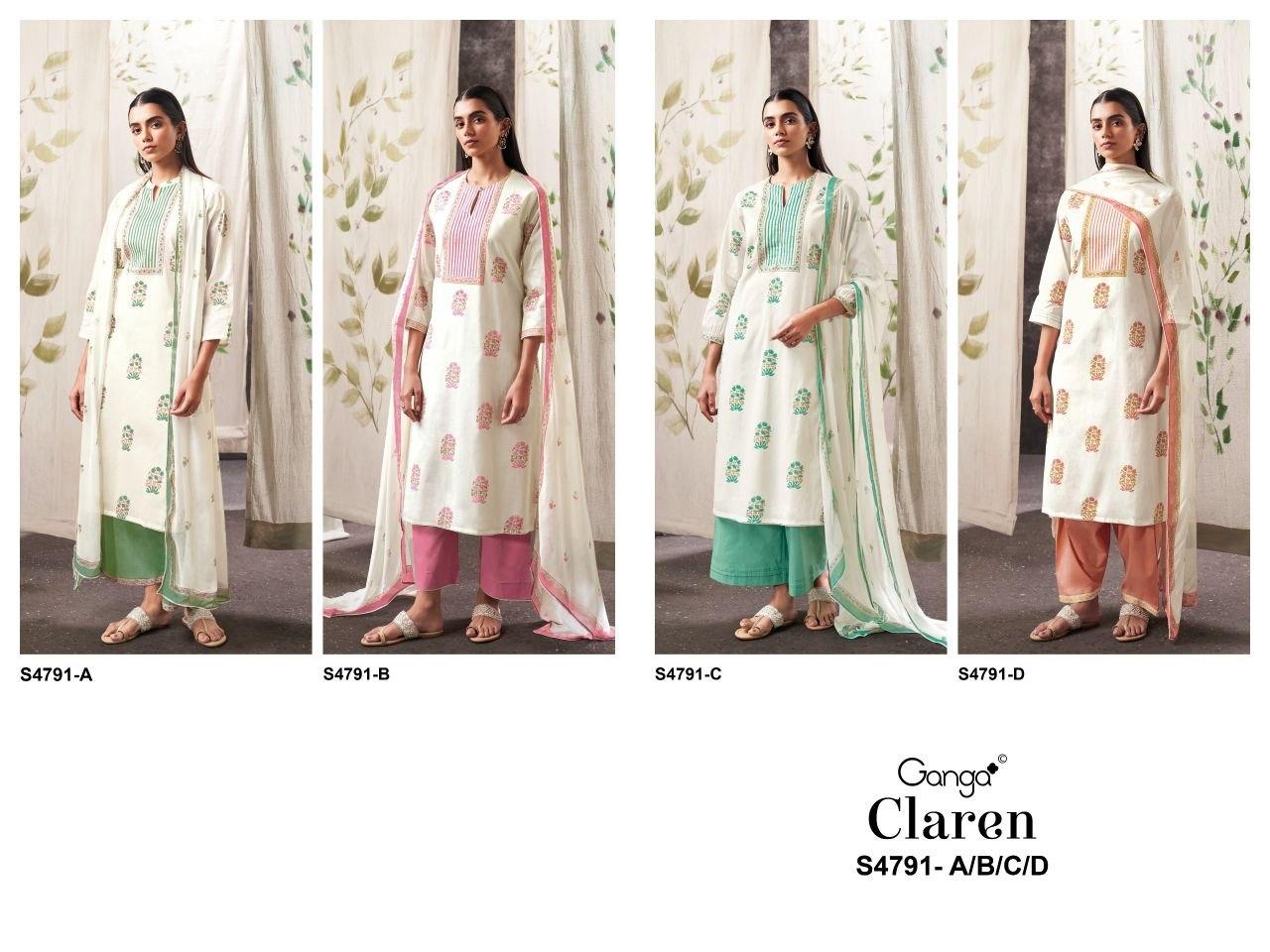 Claren 4791 Ganga Organdy Pant Style Suits Wholesaler India