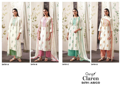 Claren 4791 Ganga Organdy Pant Style Suits Wholesaler India
