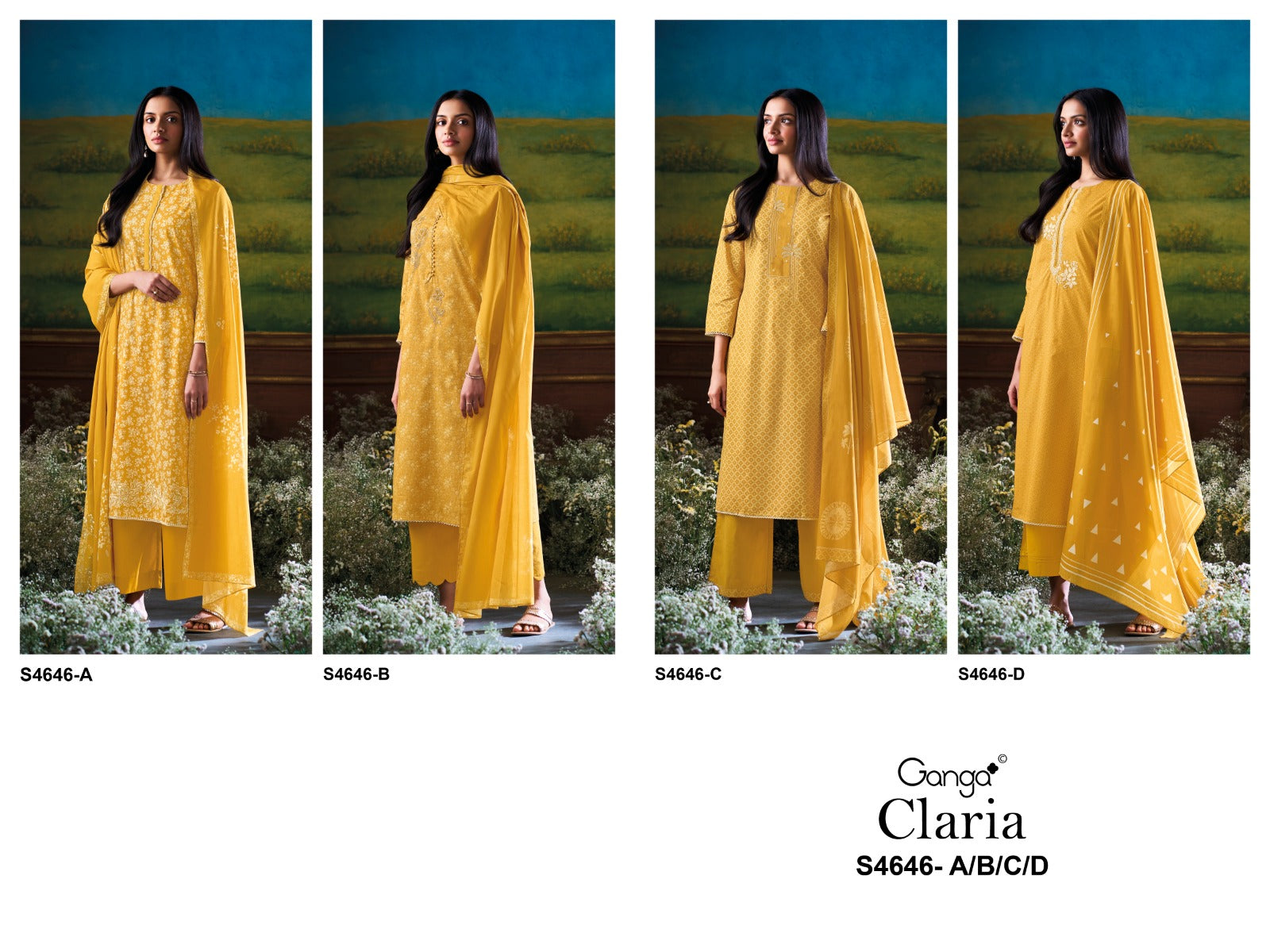 Claria 4646 Ganga Cotton Plazzo Style Suits Exporter Gujarat