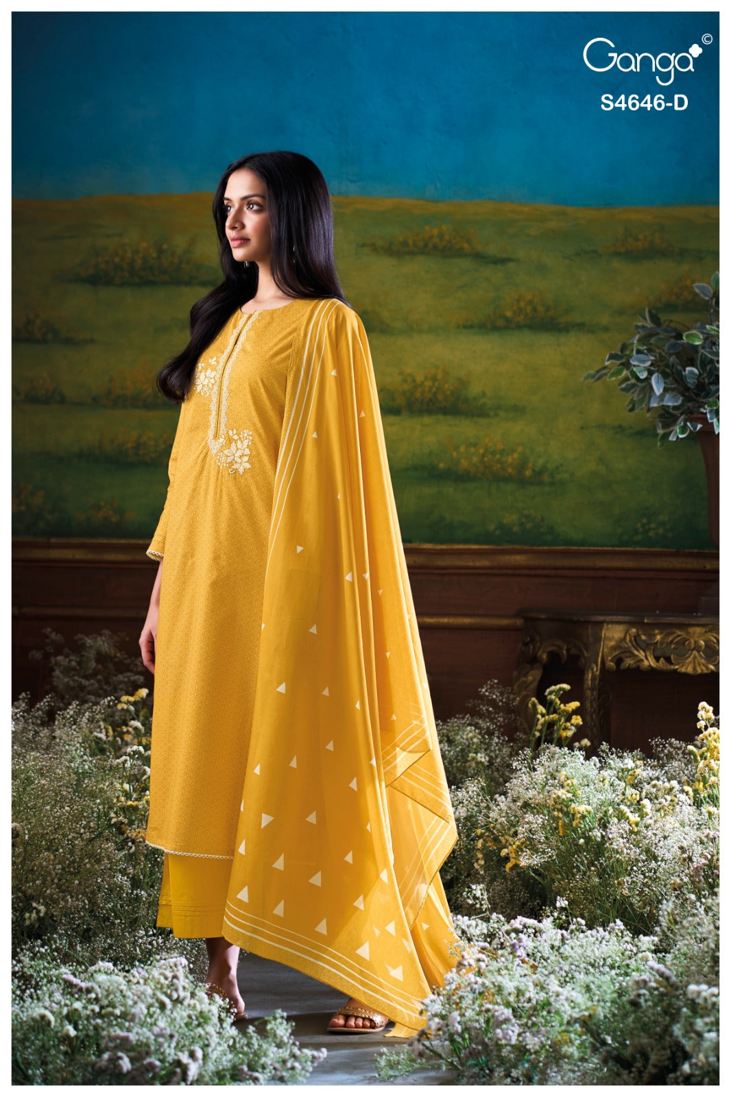 Claria 4646 Ganga Cotton Plazzo Style Suits Exporter Gujarat