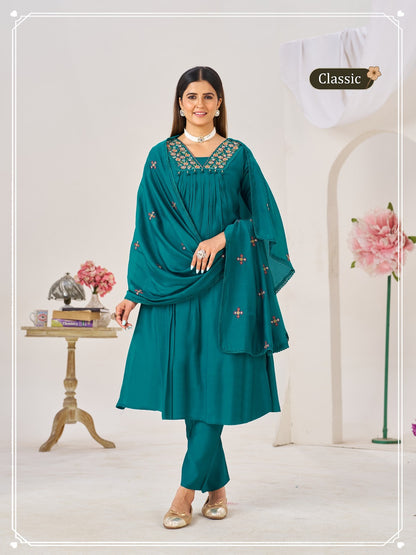 Classic Nawab Aksr Chanderi Readymade Anarkali Suits Wholesale