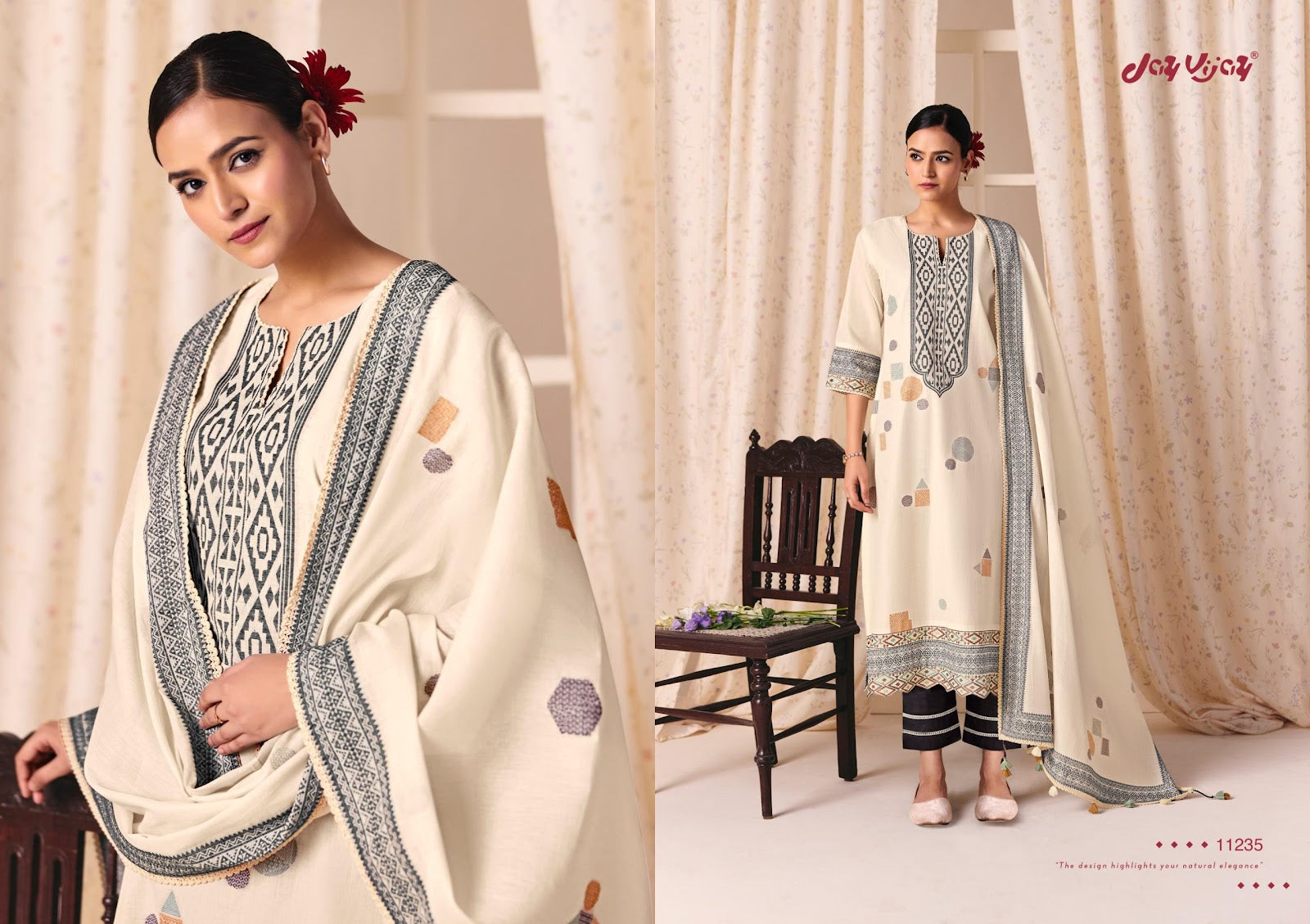 Classic Vibes Jay Vijay Cotton Jacquard Pant Style Suits Wholesale Price