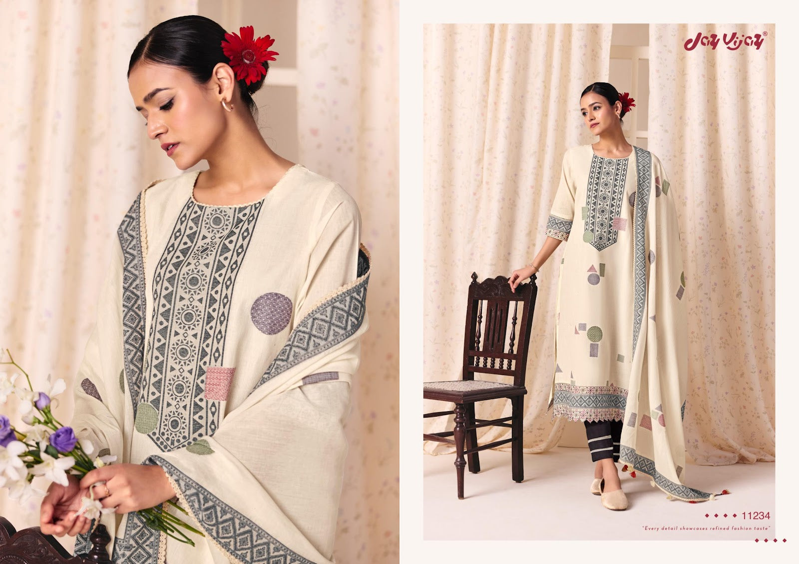 Classic Vibes Jay Vijay Cotton Jacquard Pant Style Suits Wholesale Price