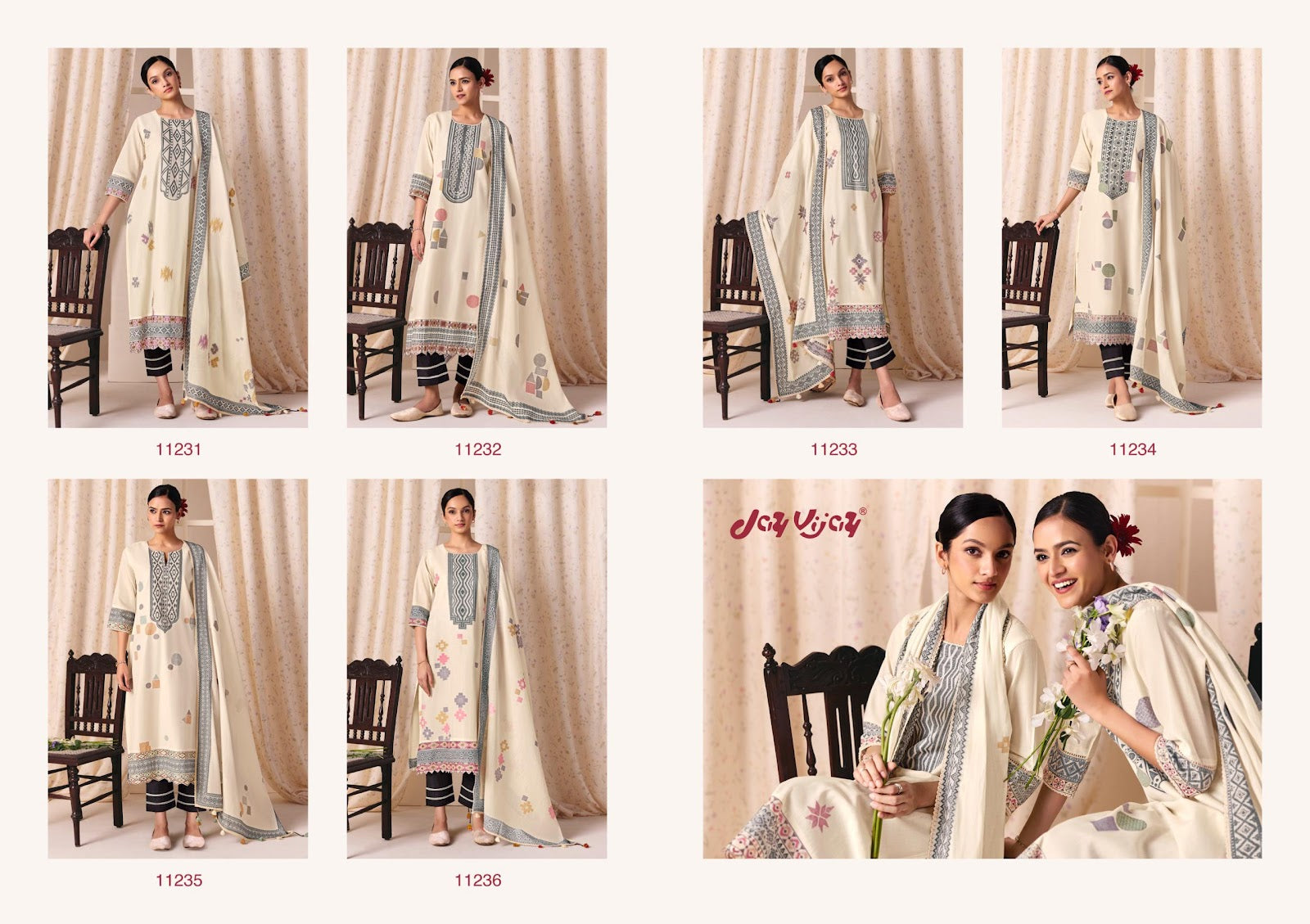 Classic Vibes Jay Vijay Cotton Jacquard Pant Style Suits Wholesale Price