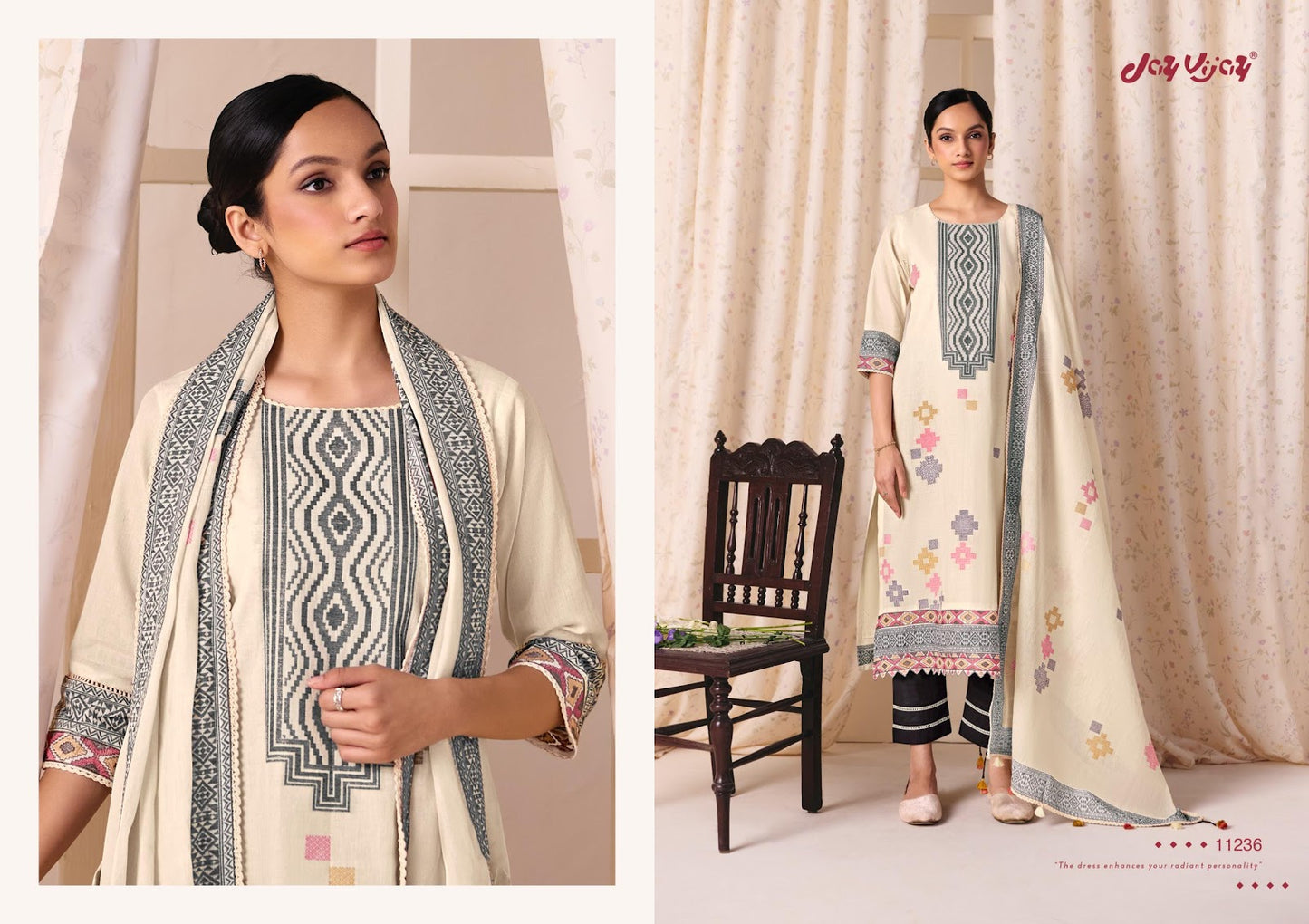 Classic Vibes Jay Vijay Cotton Jacquard Pant Style Suits Wholesale Price