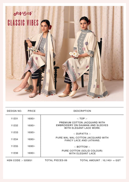 Classic Vibes Jay Vijay Cotton Jacquard Pant Style Suits Wholesale Price