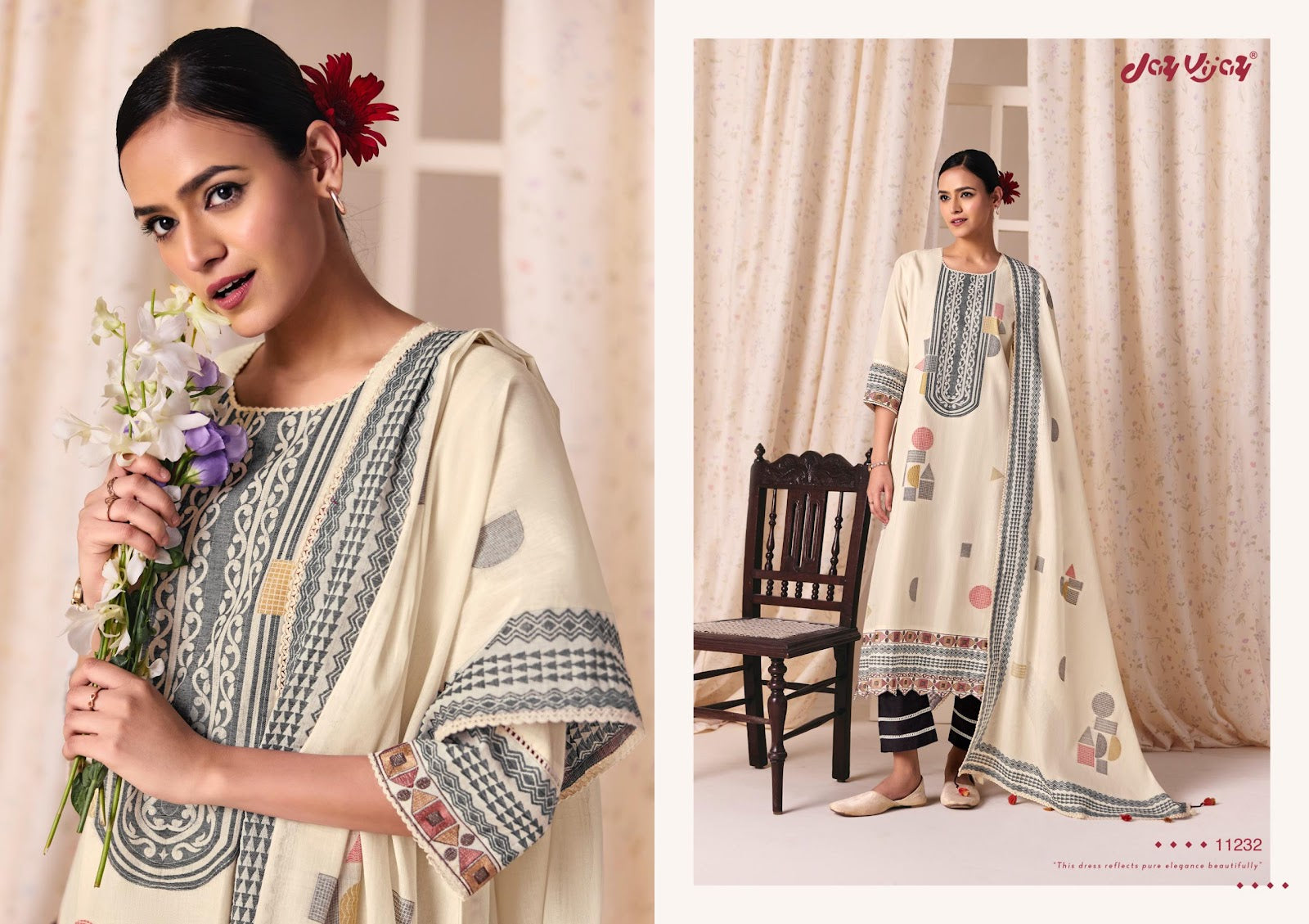 Classic Vibes Jay Vijay Cotton Jacquard Pant Style Suits Wholesale Price