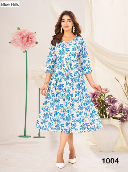 Classmate Blue Hills Rayon 14Kg Anarkali Kurtis Manufacturer Ahmedabad