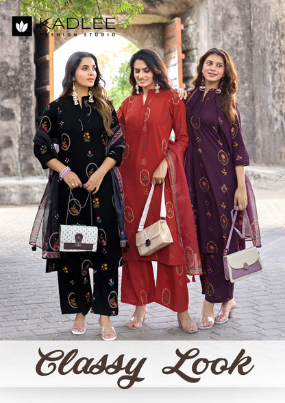 Classy Look Kadlee Rayon Readymade Plazzo Style Suits Wholesale Rate