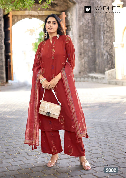 Classy Look Kadlee Rayon Readymade Plazzo Style Suits Wholesale Rate