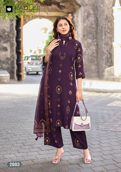 Classy Look Kadlee Rayon Readymade Plazzo Style Suits Wholesale Rate