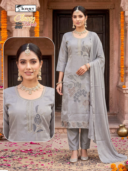 Classy Trends Vol 1 Krst Roman Silk Readymade Pant Style Suits Supplier Gujarat