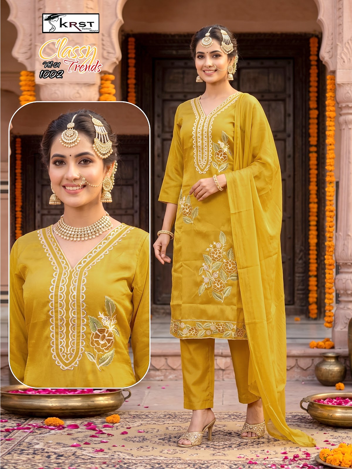 Classy Trends Vol 1 Krst Roman Silk Readymade Pant Style Suits Supplier Gujarat