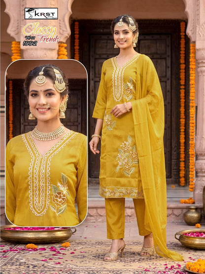Classy Trends Vol 1 Krst Roman Silk Readymade Pant Style Suits Supplier Gujarat