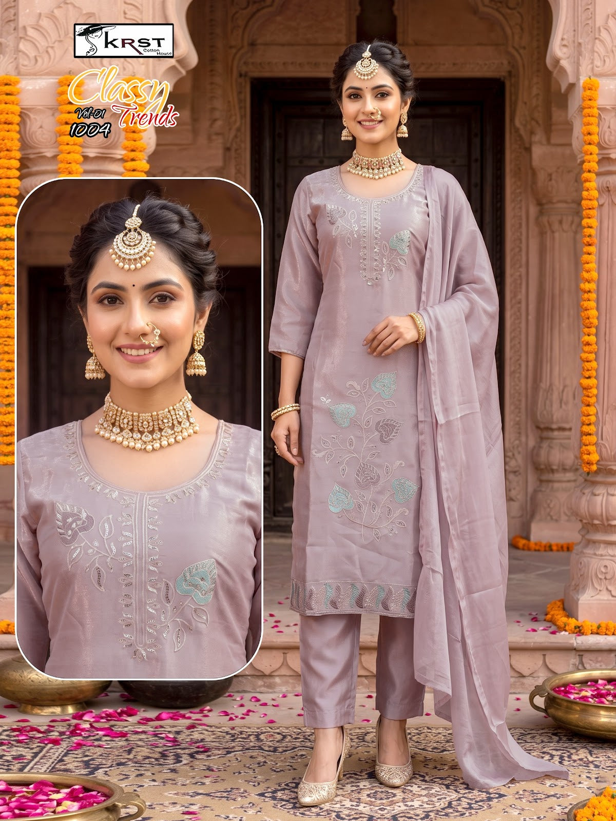Classy Trends Vol 1 Krst Roman Silk Readymade Pant Style Suits Supplier Gujarat
