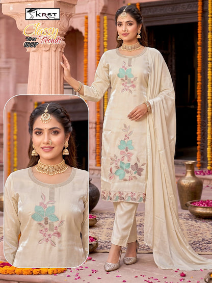 Classy Trends Vol 1 Krst Roman Silk Readymade Pant Style Suits Supplier Gujarat