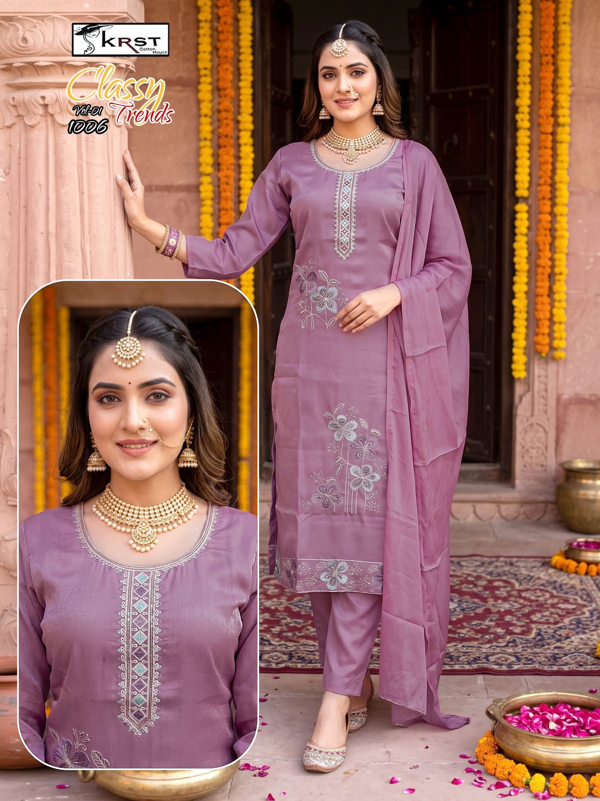 Classy Trends Vol 1 Krst Roman Silk Readymade Pant Style Suits Supplier Gujarat