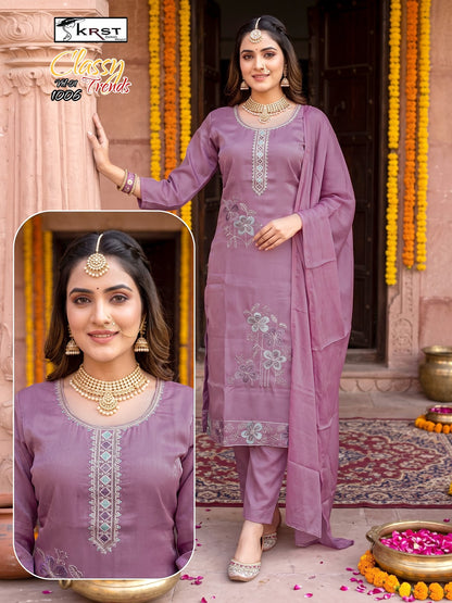 Classy Trends Vol 1 Krst Roman Silk Readymade Pant Style Suits Supplier Gujarat